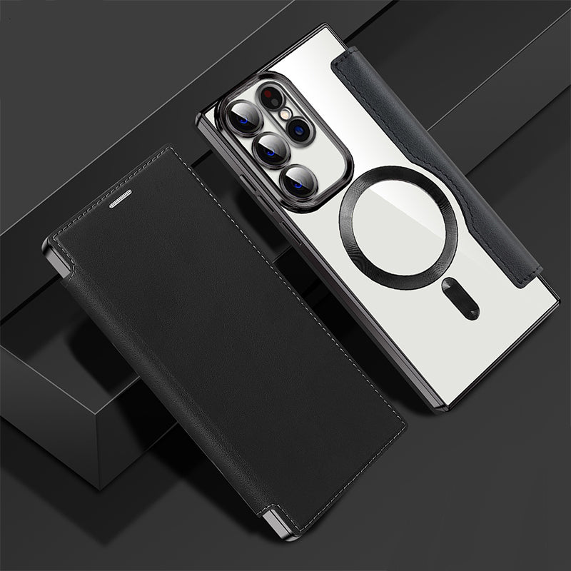 Leather Flip Phone Case For Samsung With Textured Design