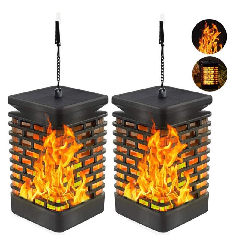 LED Solar Flickering Flame Lantern Outdoor Garden Light Solar Powered
