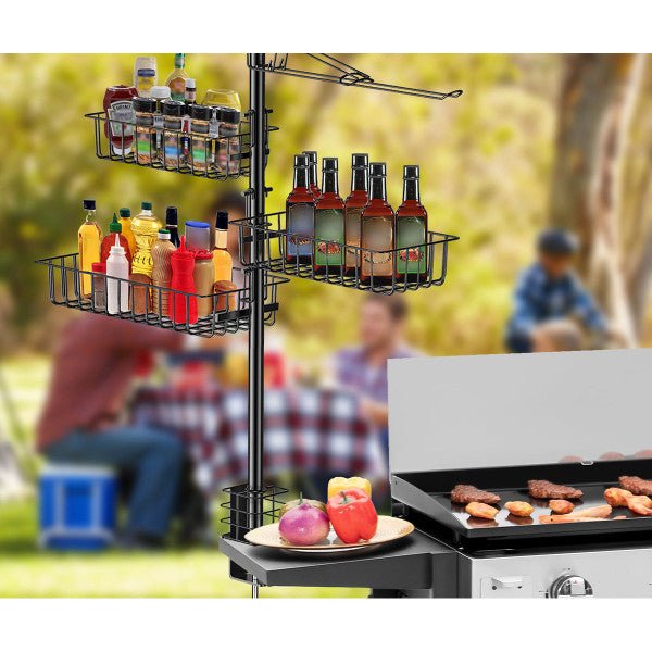 Outdoor BBQ Accessories Caddy 5-in-1 Grill Utensil Storage Rack