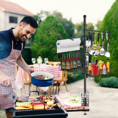 Outdoor BBQ Accessories Caddy 5-in-1 Grill Utensil Storage Rack