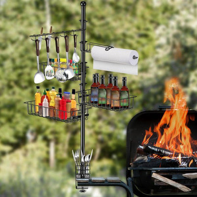 Outdoor BBQ Accessories Caddy 5-in-1 Grill Utensil Storage Rack