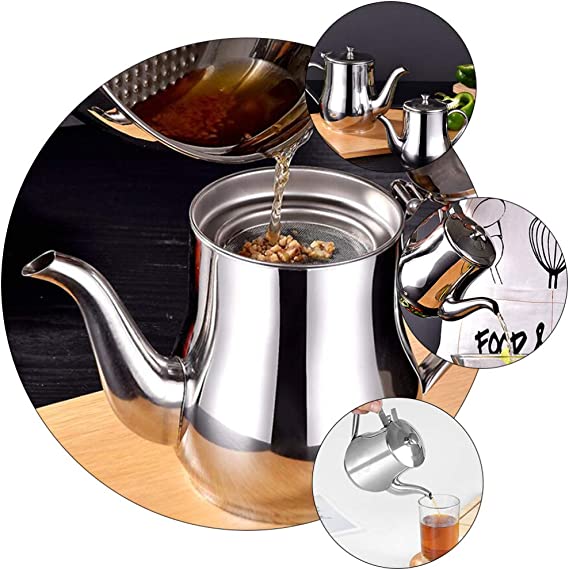 304 Stainless Steel Oil Filter Kettle Large Capacity Kitchen Container
