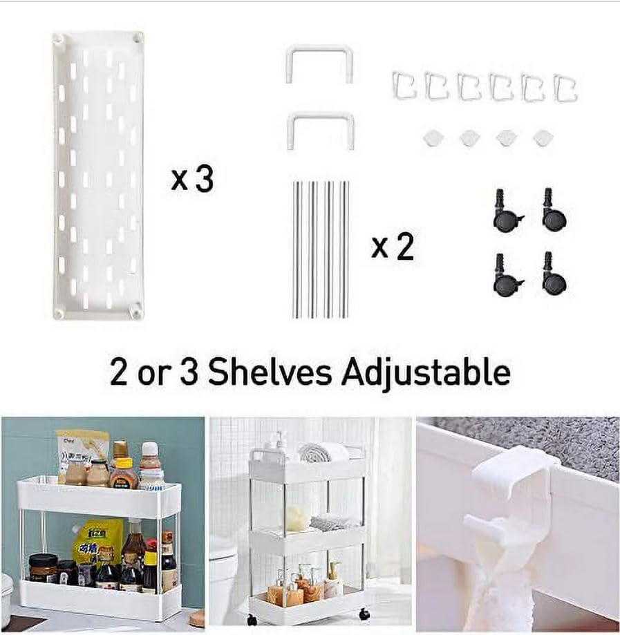 Bathroom Organizer Mobile Shelving Unit With Rolling Utility Cart