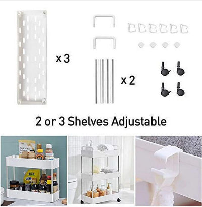Bathroom Organizer Mobile Shelving Unit With Rolling Utility Cart