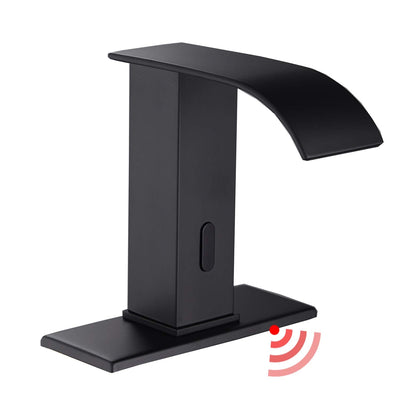 Sensor Matte Black Touchless Bathroom Sink Faucet With Hole Cover
