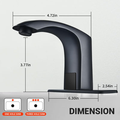 Touchless Bathroom Sink Faucet Black Single Hole Automatic Sensor