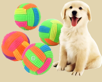 Glow-in-the-Dark Squeaky Dog Ball Toy For Fun Night Play