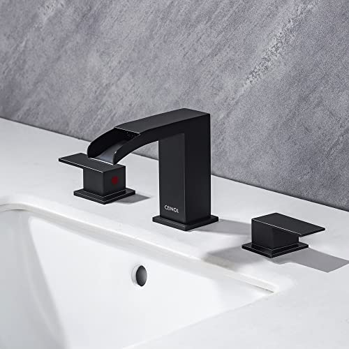 Waterfall Bathroom Faucet Matte Black Three Hole Sink Mixer