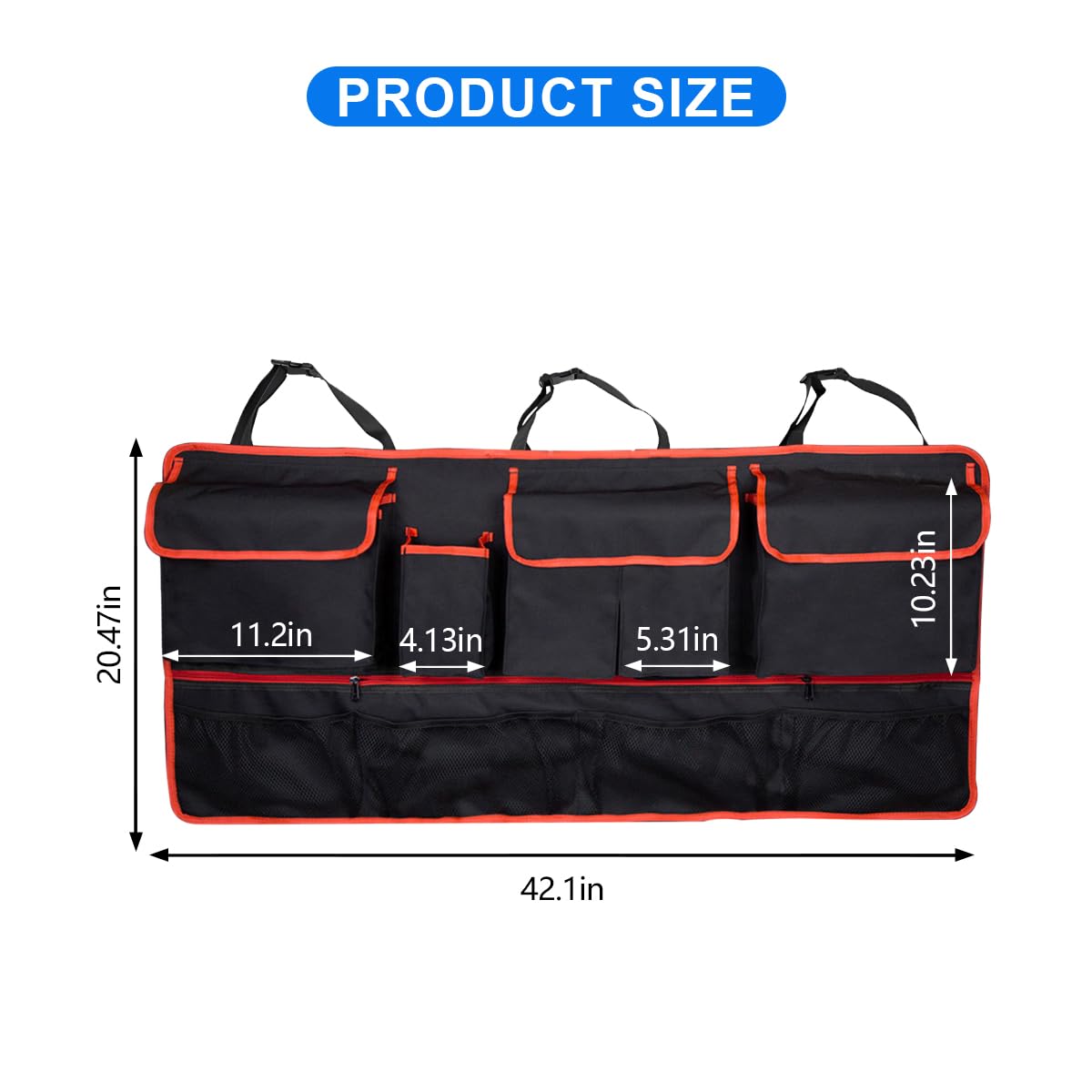 Mandark Car Trunk Organizer With Large Capacity And Elastic Net Storage