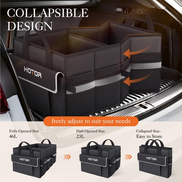 HOTOR Foldable Car Trunk Organizer For SUV Sedan Van Storage