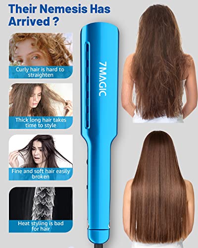 Wide Flat Iron Hair Straightener With Adjustable 5 Temperature Settings