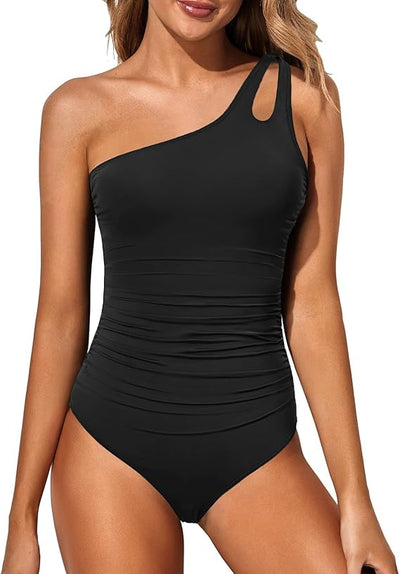 One Shoulder One Piece Swimsuit Stylish Women Beachwear
