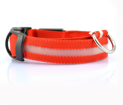 Nylon LED Dog Collar Adjustable Luminous Safety Glow Night Light