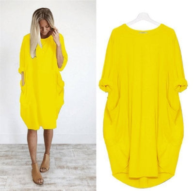Long Sleeve Casual Loose Pocket Dress Comfortable Everyday Wear