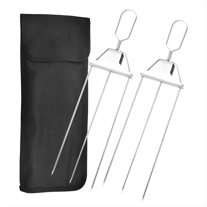3 Way Grill Skewers Set For Versatile Outdoor Barbecue Cooking