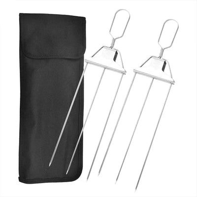 3 Way Grill Skewers Set For Versatile Outdoor Barbecue Cooking