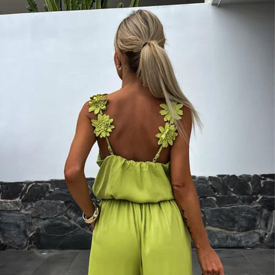 Women's Sleeveless Wide Leg Jumpsuit Elegant Casual Summer Outfit