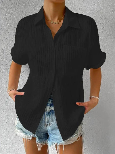 Shirt Collar Blouse Casual Buttoned Loose Fit Stylish Top