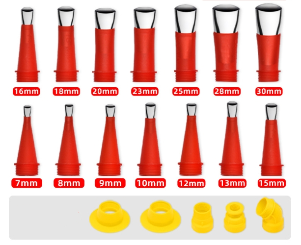 Universal Integrated Caulking Nozzle Tool Kit With Rubber Tips