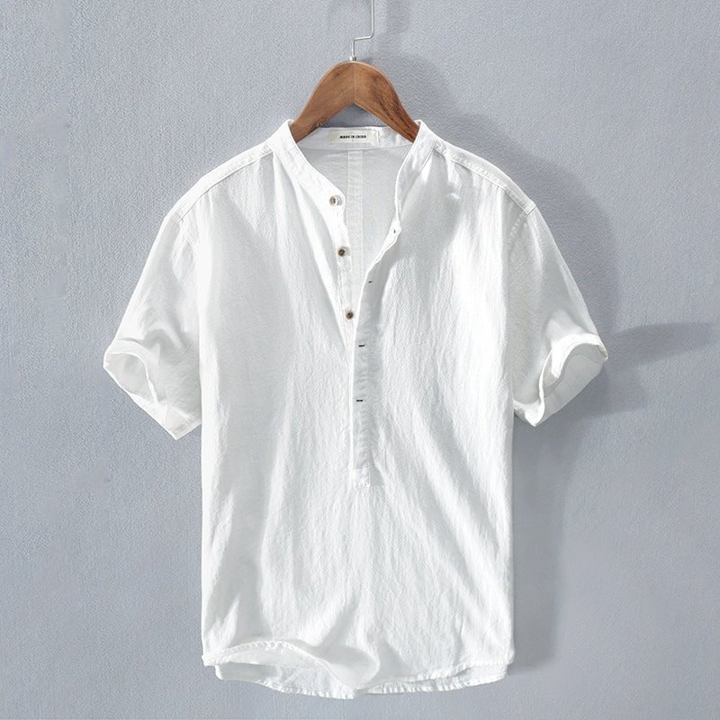 Men's Linen Casual Shirt Short Sleeve Lightweight Summer Top