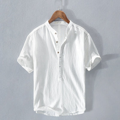 Men's Linen Casual Shirt Short Sleeve Lightweight Summer Top