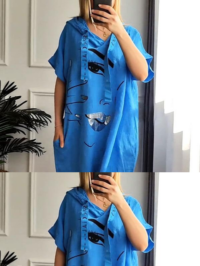 Hoodie Dress With Floral Print Perfect For Spring Summer Wear