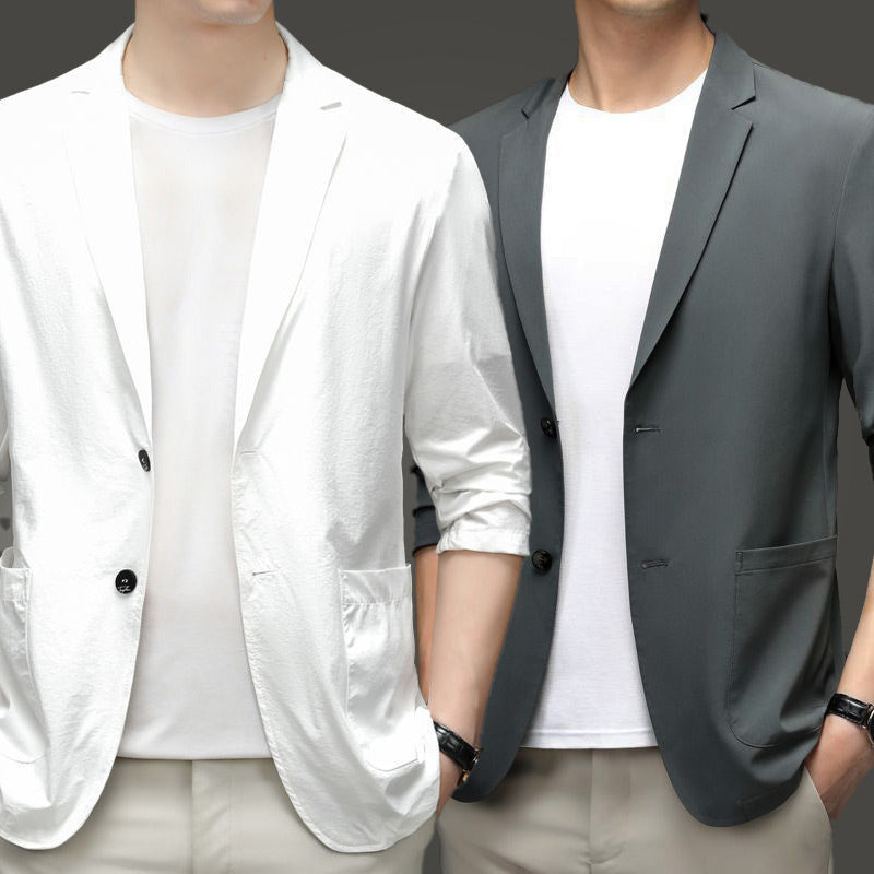 Men's Summer Lightweight Suit Jacket Wrinkle Proof Ice Silk