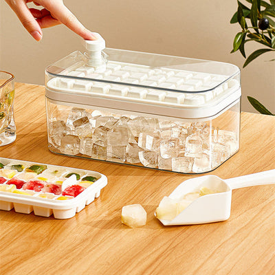 One-button Press Ice Cube Tray With Storage Box And Lid