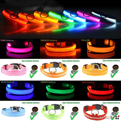 LED Dog Collar Adjustable Waterproof Blinking Safety Light For Pets