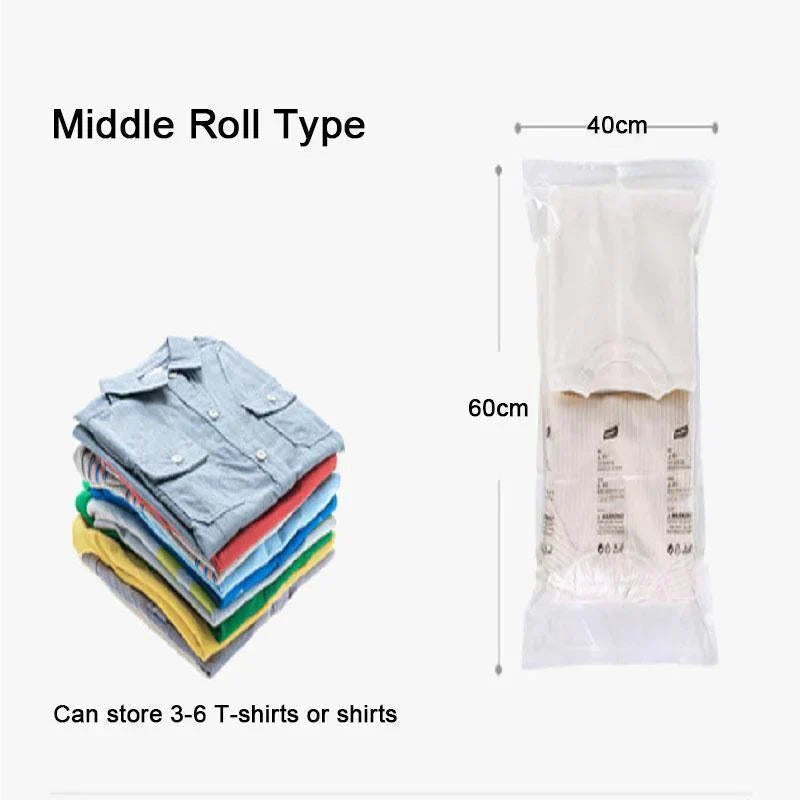 5PCS Reusable Vacuum-Free Compression Storage Bags For Space Saving