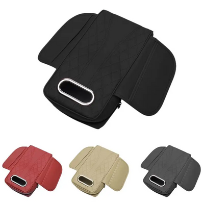 Car Armrest Cushion Memory Foam With Tissue Box And Storage Pockets