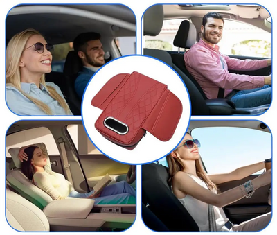 Car Armrest Cushion Memory Foam With Tissue Box And Storage Pockets
