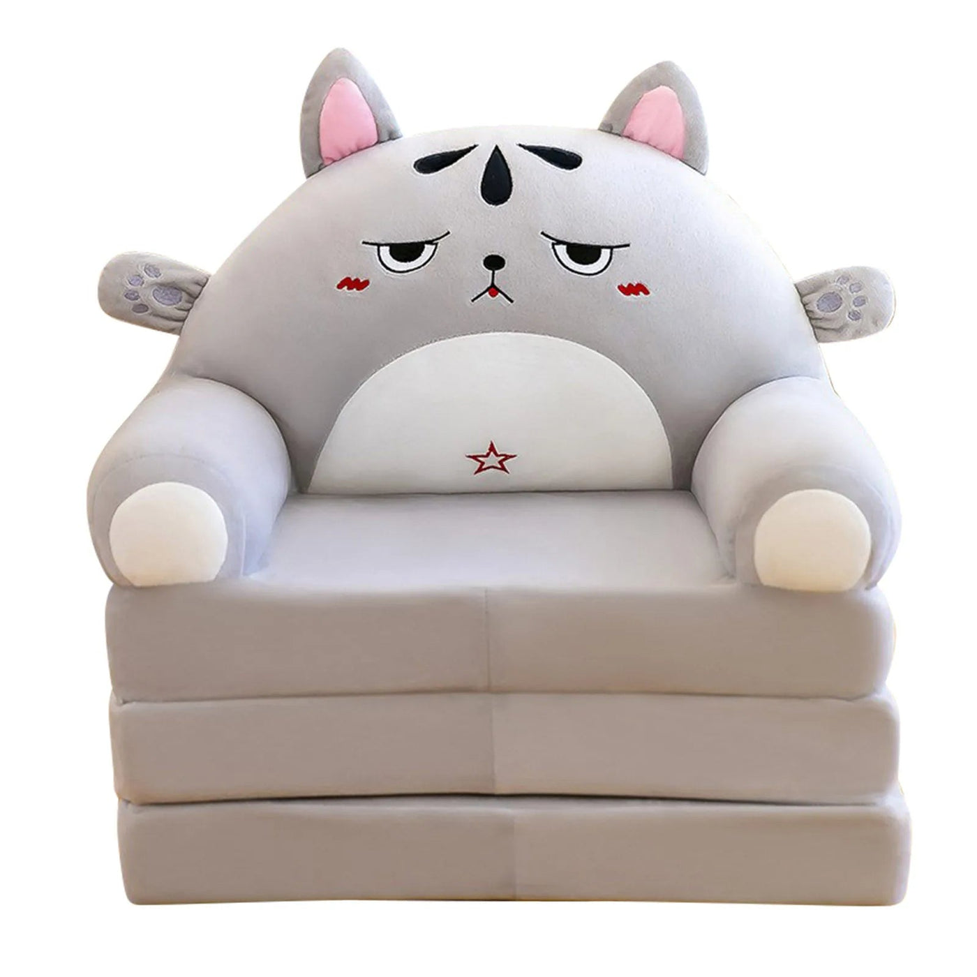 Foldable Kids Plush Sofa Chair Cute Cartoon Armchair Cover Only