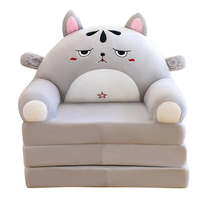 Foldable Kids Plush Sofa Chair Cute Cartoon Armchair Cover Only