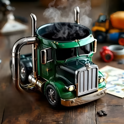 Truck Coffee Mug Durable Ceramic Travel Cup For Truckers