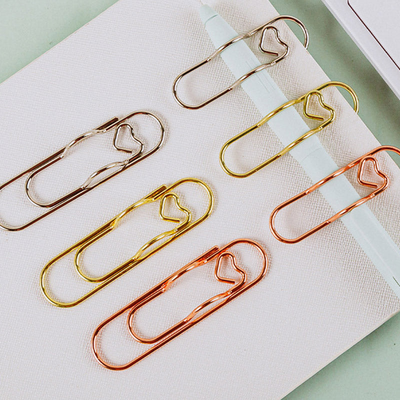 Metal Heart Pen Clip Multifunctional Stylish Office Accessory