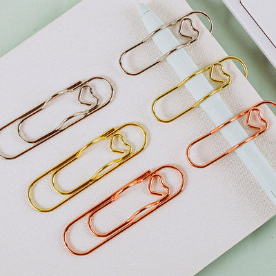 Metal Heart Pen Clip Multifunctional Stylish Office Accessory
