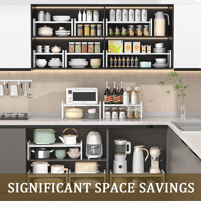 Retractable Cabinet Rack With Layered Storage For Organizing