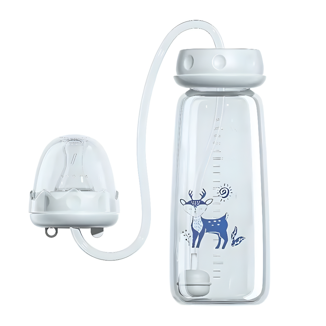 Hands Free Baby Bottle With Straw Easy Drinking For Babies