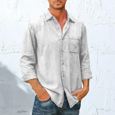 Mens Long Sleeve Button Down Shirt Classic Casual Office Wear
