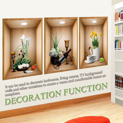 Simulated Plant Flowers 3D Photo Frame Wall Sticker Decoration