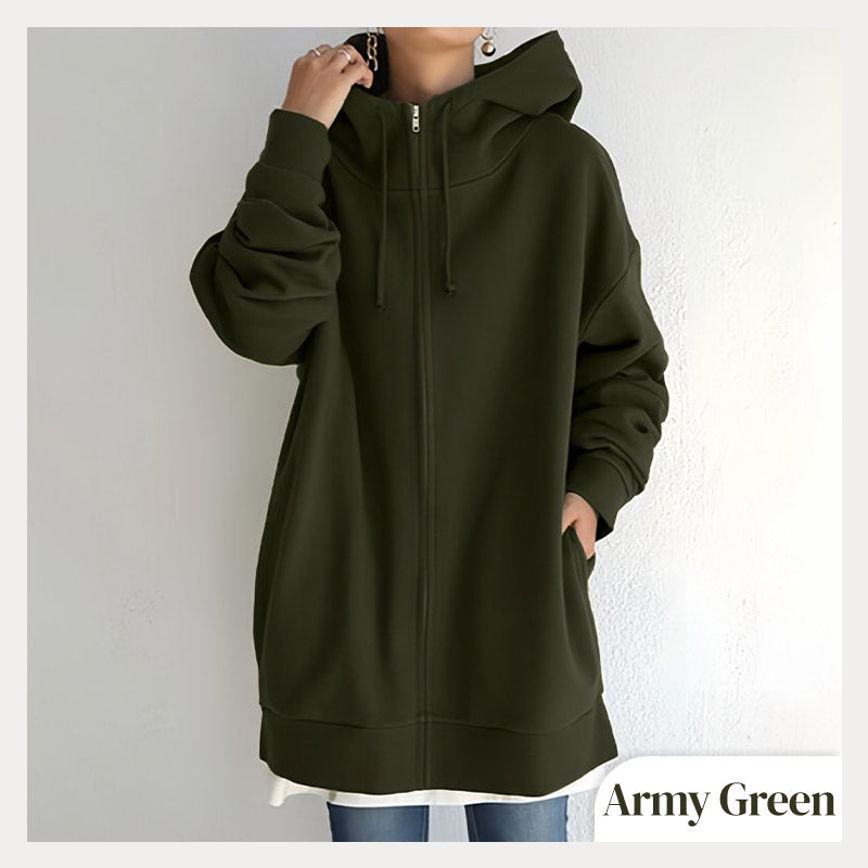 Women's Hooded Sweater Zippered Autumn Winter Warm Pullover