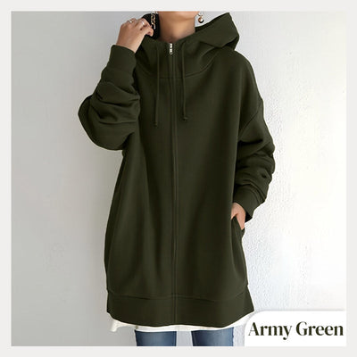 Women's Hooded Sweater Zippered Autumn Winter Warm Pullover