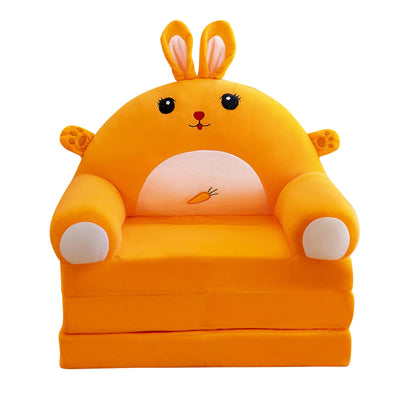 Foldable Kids Plush Sofa Chair Cute Cartoon Armchair Cover Only