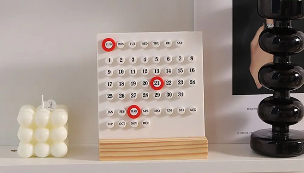 Perpetual Desk Calendar Wooden Acrylic DIY 10000 Year Timeless Organizer