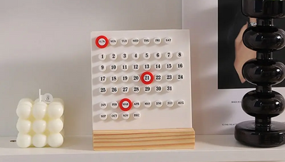 Perpetual Desk Calendar Wooden Acrylic DIY 10000 Year Timeless Organizer