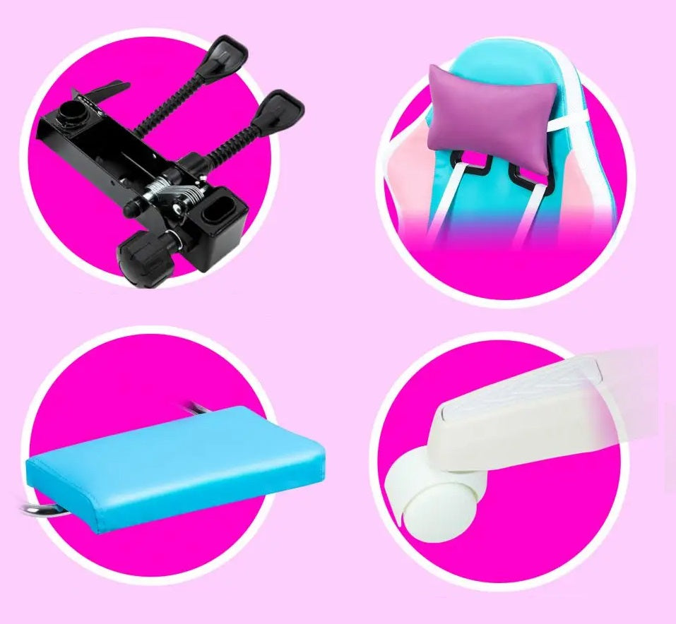 RGB Gaming Chair With Massage Footrest Adjustable LED Computer Chair