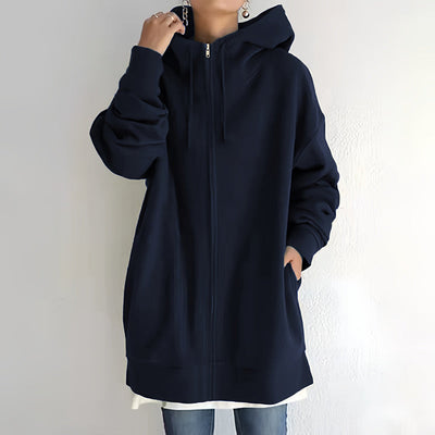 Women's Hooded Sweater Zippered Autumn Winter Warm Pullover
