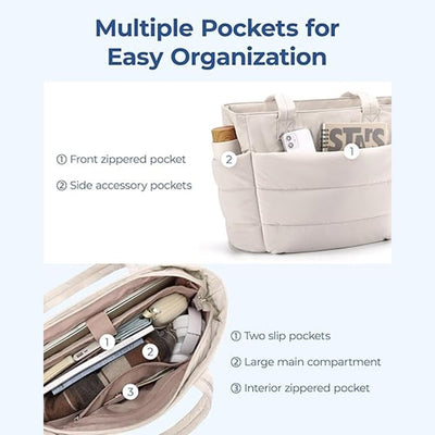 Lightweight Puffy Tote Bag Spacious Durable Everyday Carry Bag