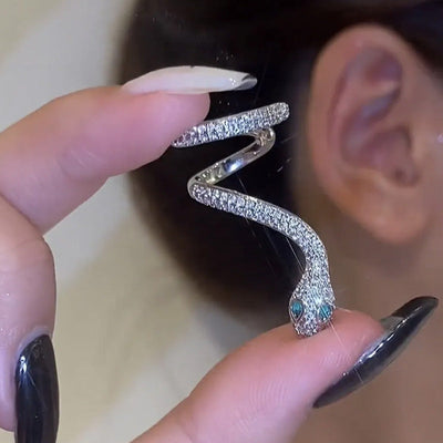Snake-Shaped Silver Ear Clip Elegant Unique Jewelry Accessory